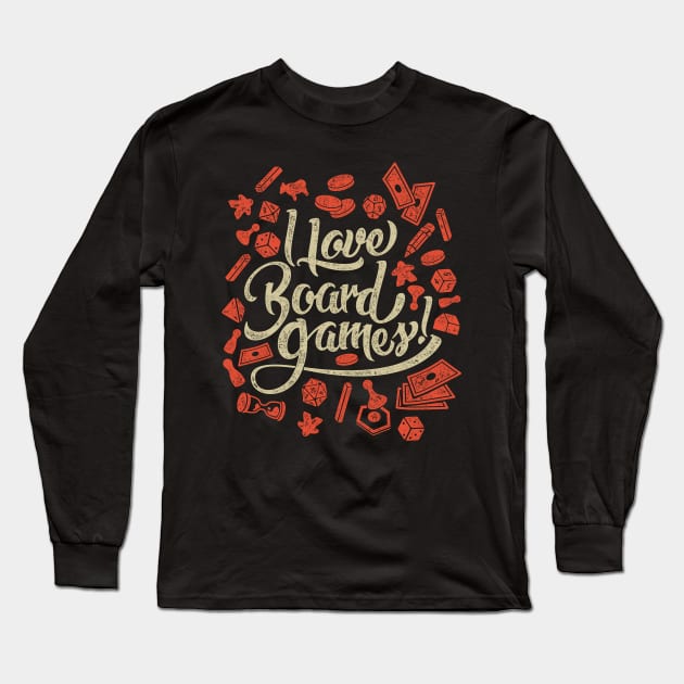 I Love Board Games Long Sleeve T-Shirt by AdamWorks